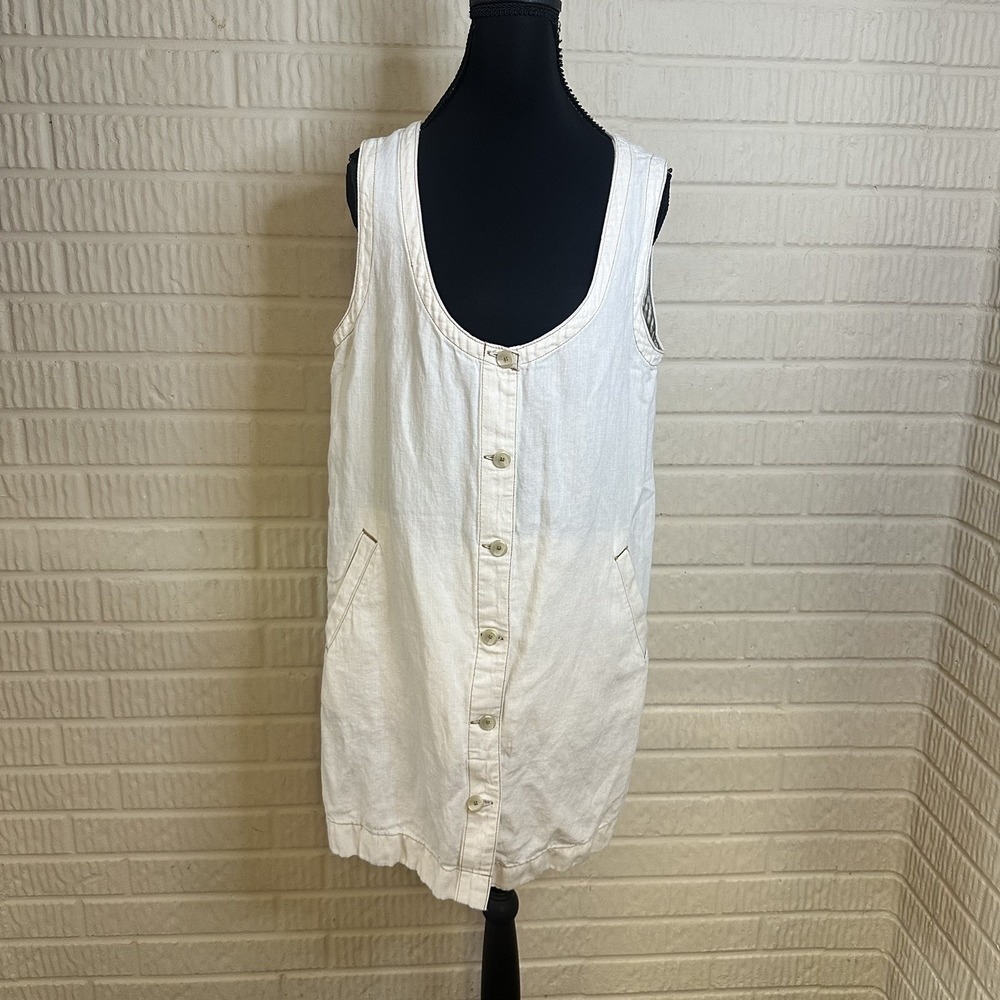 Faherty Whitecliff Wash Linen Denim Malibu Mini Dress Sz M Coastal Bride Preppy